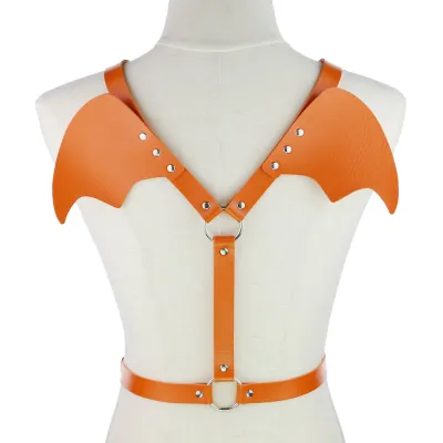 Women Punk Gothic Wings Shaped Solid Color PU Belt