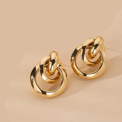 Simple Creative Geometric Cross Design Alloy Stud Earrings for Women