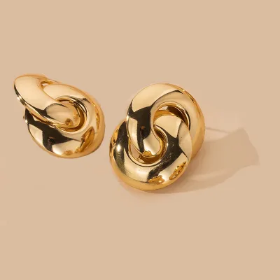 Simple Creative Geometric Cross Design Alloy Stud Earrings for Women