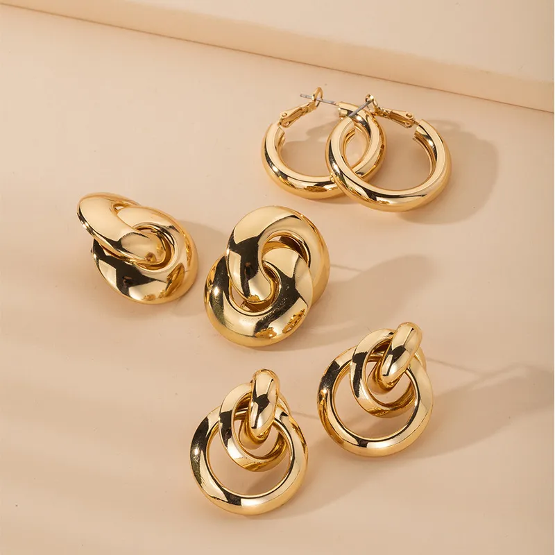 Simple Creative Geometric Cross Design Alloy Stud Earrings for Women