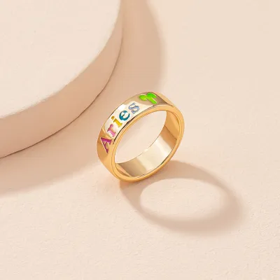 Creative Twelve Zodiac Pattern Design Alloy Unisex Ring