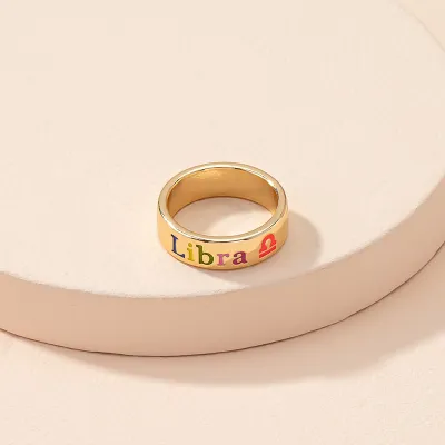Creative Twelve Zodiac Pattern Design Alloy Unisex Ring