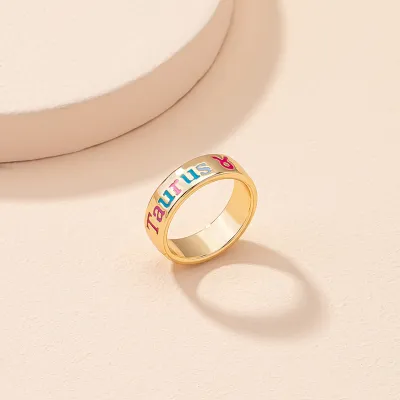 Creative Twelve Zodiac Pattern Design Alloy Unisex Ring