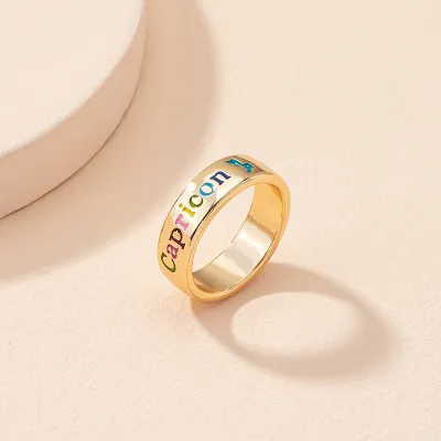 Creative Twelve Zodiac Pattern Design Alloy Unisex Ring