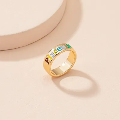 Creative Twelve Zodiac Pattern Design Alloy Unisex Ring