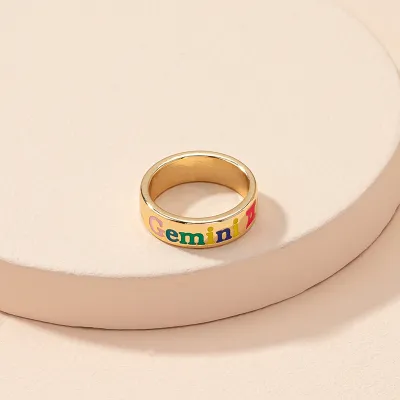 Creative Twelve Zodiac Pattern Design Alloy Unisex Ring
