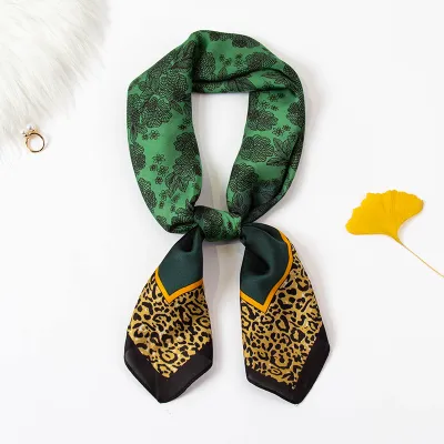 Women Elegant Color Blocking Square Silk Scarf
