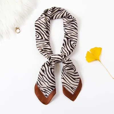Women Elegant Color Blocking Square Silk Scarf
