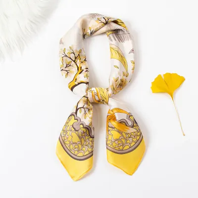 Women Elegant Color Blocking Square Silk Scarf