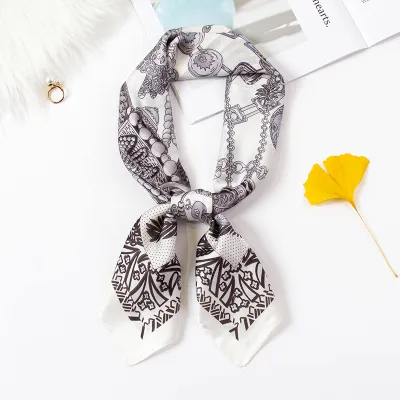 Women Elegant Color Blocking Square Silk Scarf