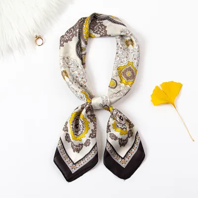 Women Elegant Color Blocking Square Silk Scarf