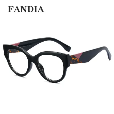 Women Chic Color Blocking Large Frame Flat Sunglasses