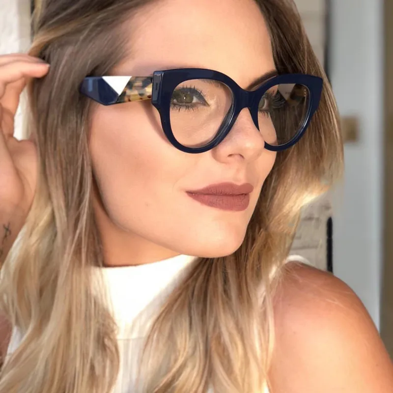 Women Chic Color Blocking Large Frame Flat Sunglasses