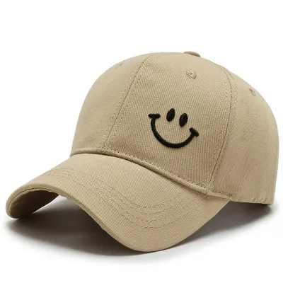 Unisex Casual Cotton Smiley Embroidery Dome Cap