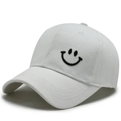 Unisex Casual Cotton Smiley Embroidery Dome Cap
