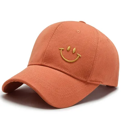 Unisex Casual Cotton Smiley Embroidery Dome Cap