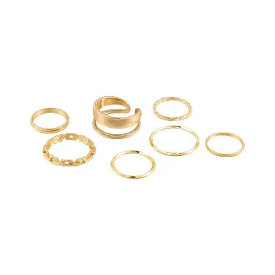 Geometric Hollow Design Copper Ring Set Unisex