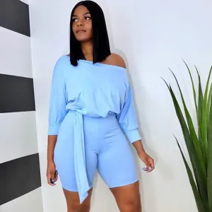 Women Casual Solid Color Bandage Athleisure Rompers