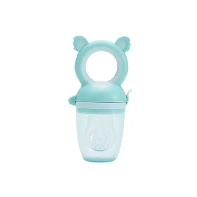 Baby Fruit Vegetable Food Complement Silicone Chew Pacifier - Food Grade Silicone + PP, Standard Caliber, Middle Flow, Pink/Blue S-3L
