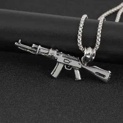 Creative Machine Gun Shape Rhinestone Decorative Alloy Necklace