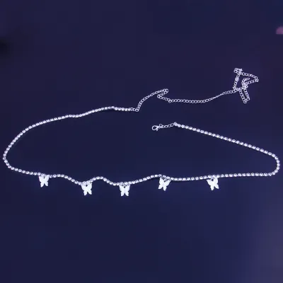 Creative Butterfly Pendant Rhinestone Decoration Alloy Body Chain Leisure Waist Chain