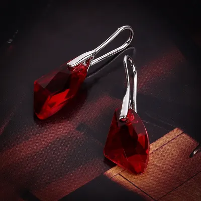 Creative Crystal Stone Pendant Design Geometric Alloy Drop Earrings for Women
