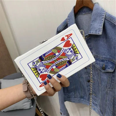 Poker Women Creative Chain Design Large Capacity Square Crossbody Bag