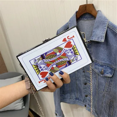 Poker Women Creative Chain Design Large Capacity Square Crossbody Bag