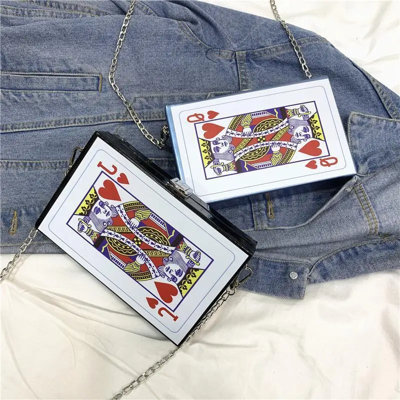 Poker Women Creative Chain Design Large Capacity Square Crossbody Bag