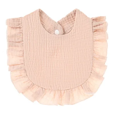 Baby Basic Solid Color Ruffled Cotton Bib for Unisex Kids