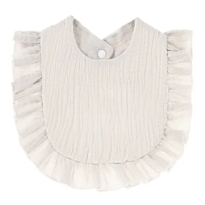 Baby Basic Solid Color Ruffled Cotton Bib for Unisex Kids