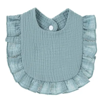 Baby Basic Solid Color Ruffled Cotton Bib for Unisex Kids