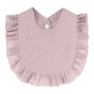 Baby Basic Solid Color Ruffled Cotton Bib for Unisex Kids