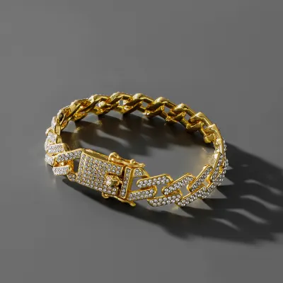 Hip Hop Twist Rhinestone Decorative Alloy Bracelet