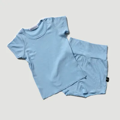 Kids Basic Casual Solid Color Round Neck Short Sleeve T-shirt Shorts Set 0-3T