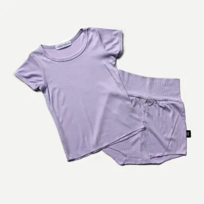 Kids Basic Casual Solid Color Round Neck Short Sleeve T-shirt Shorts Set 0-3T