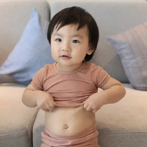 Kids Basic Casual Solid Color Round Neck Short Sleeve T-shirt Shorts Set 0-3T