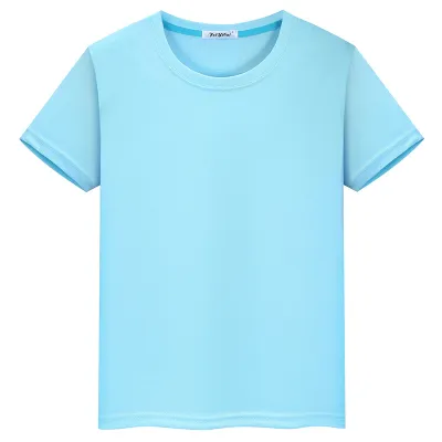 Kids Casual Solid Color Wild Style Round Neck Short Sleeve Cotton T-shirt