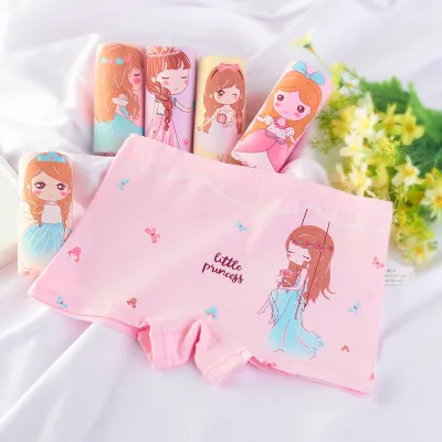 Girls Basic Solid Color Cotton Five-point Panties Pajamas