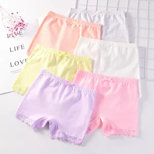 Girls Basic Solid Color Cotton Five-point Panties Pajamas