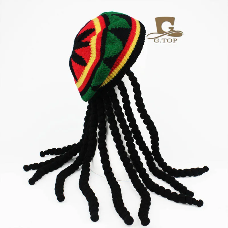 Women Unique Fake Braids Decorated Knitted Hat Dome Beanie Unisex