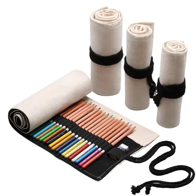 Handmade Canvas Large Capacity Pen Holder Pencil Case Stationery Storage Bag with Owl Print