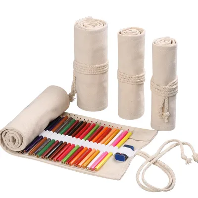 Handmade Canvas Large Capacity Pen Holder Pencil Case Stationery Storage Bag with Owl Print
