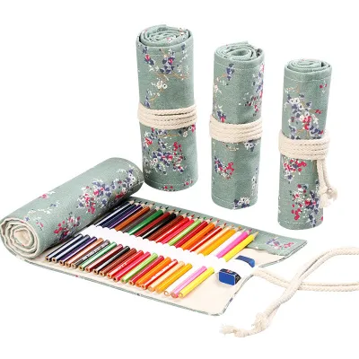 Handmade Canvas Large Capacity Pen Holder Pencil Case Stationery Storage Bag with Owl Print