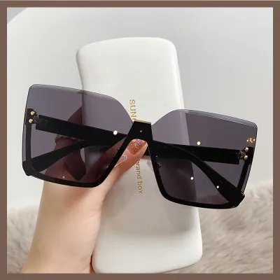 Women Chic Half Frame Design Anti-UV Square Sunglasses Metal Lens PC