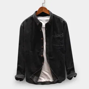 Men Plus Size Casual Long Sleeve Lapel Corduroy Coat with Pocket Design