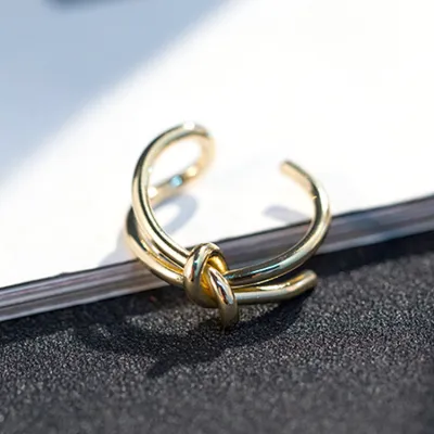 Creative Knot Design Women's Simple Geometric Opening Copper Alloy Ring