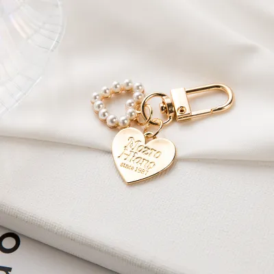 Cute Shell Heart Pendant Pearl Decorative Letter Pattern Alloy Key Chain