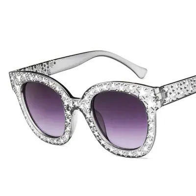 Women Vintage Star Pattern Jelly Color Large Frame Square Sunglasses