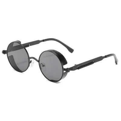 Unisex Punk Round Metal Frame Sunglasses
